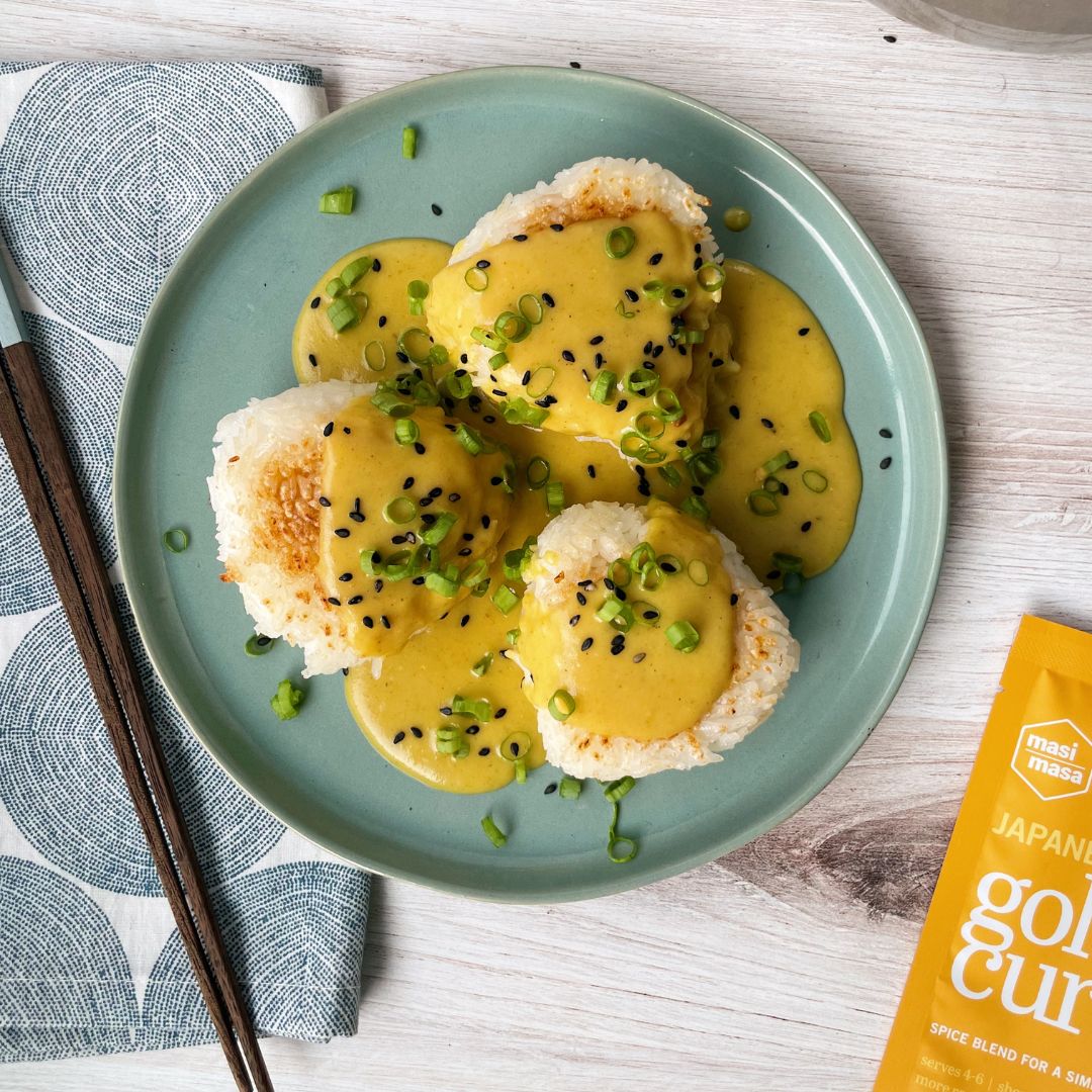 Onigiri (Rice Balls) with Japanese Curry Gravy