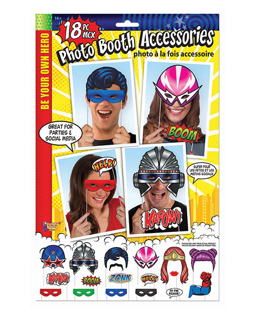 Be Your Own Hero Photo Booth Prop Kit - Set Of 18 Pc - Bossy Pearl