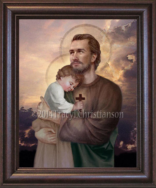 frame size 12 x 10 Framed Jesus and  Saints Portraits Baby St. of  Joseph