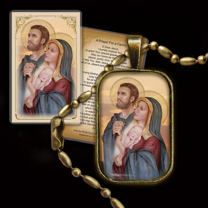 Holy Family (C) Pendant & Holy Card Gift Set - Portraits of Saints