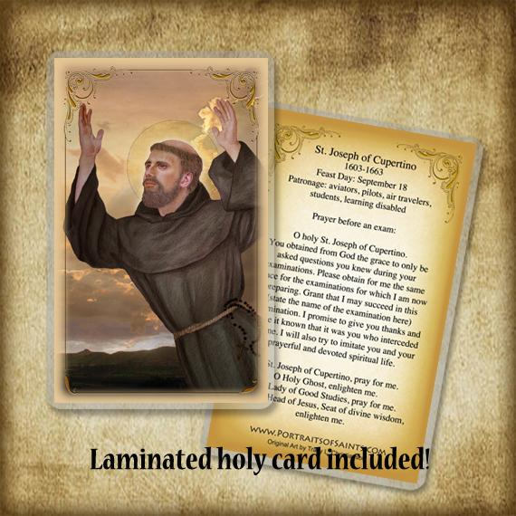 St. Joseph of Cupertino Pendant & Holy Card Gift Set - Portraits of Saints