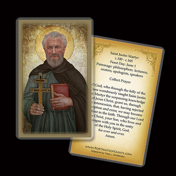 St. Justin Martyr Holy Card - Portraits of Saints