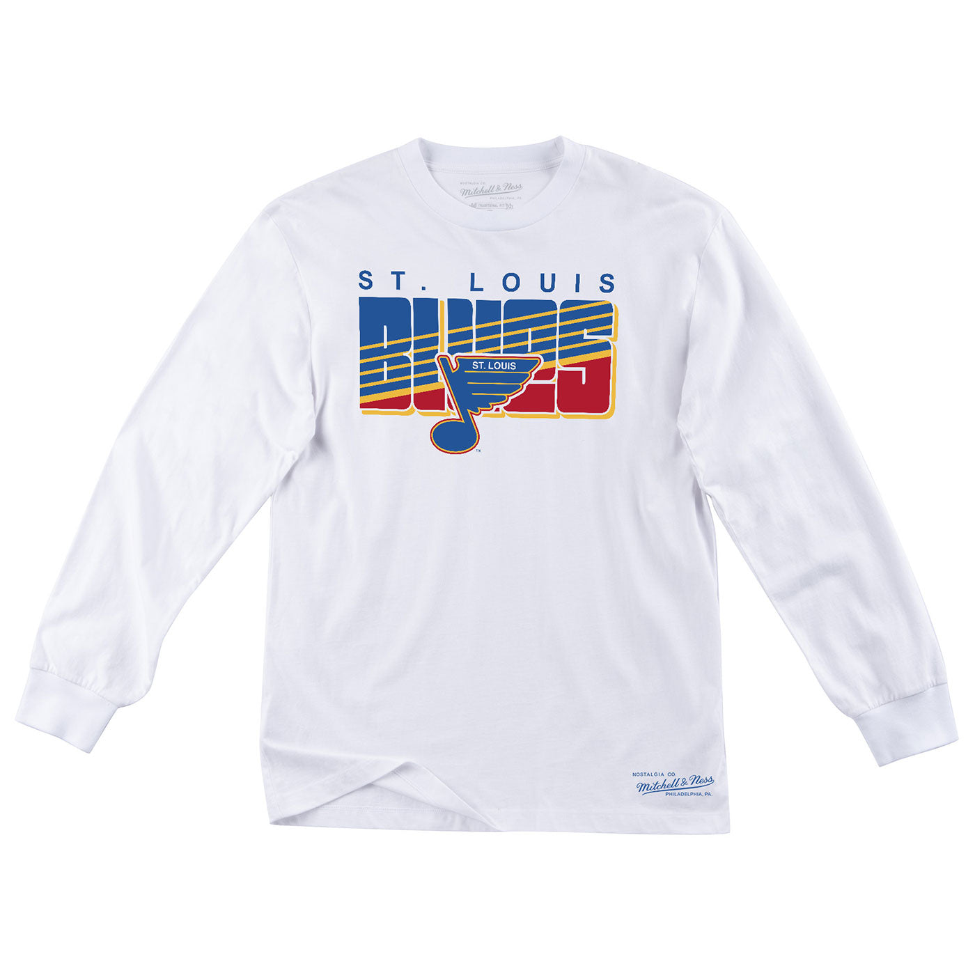 St. Louis Blues Mitchell & Ness Retro Block Striped Long Sleeve Tee - White