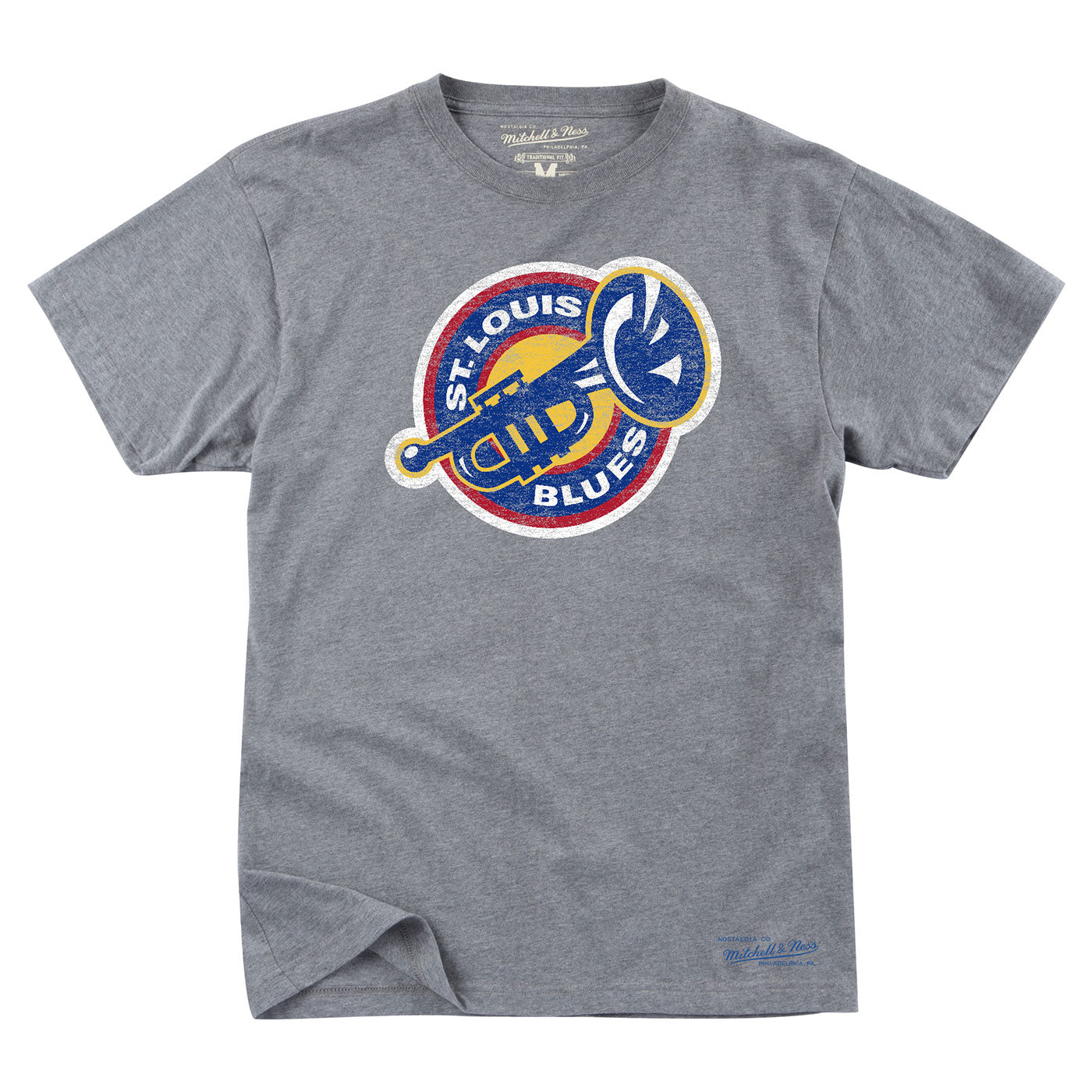 St. Louis Blues Mitchell & Ness Vintage Brass Tee - Grey