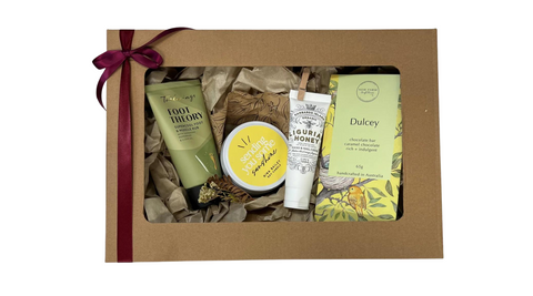 self care gift box from the flower farm with beautiful bath products