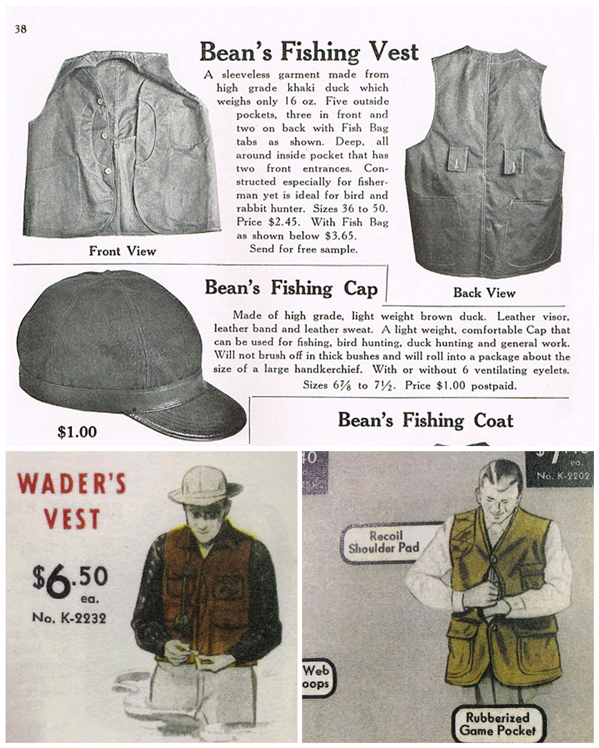 1930s Game Pocket Hunting Vest - Olive, Fishing Waistcoat