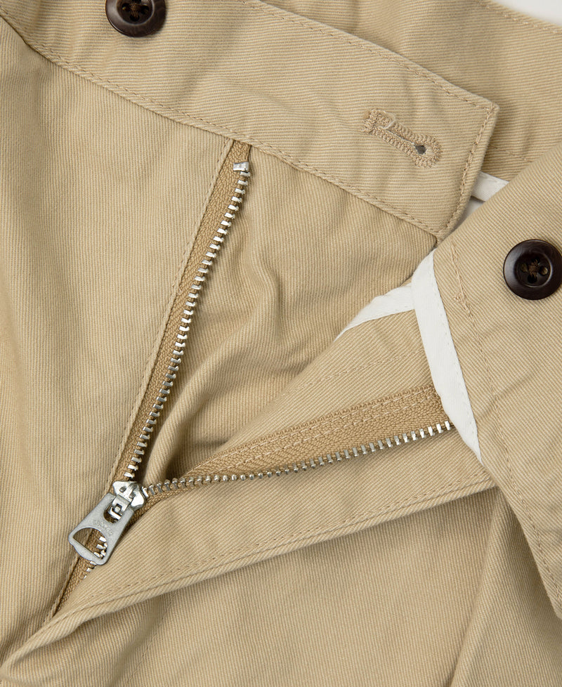 1930s IVY Style Double Pleated Chino Trousers - Khaki | Bronson