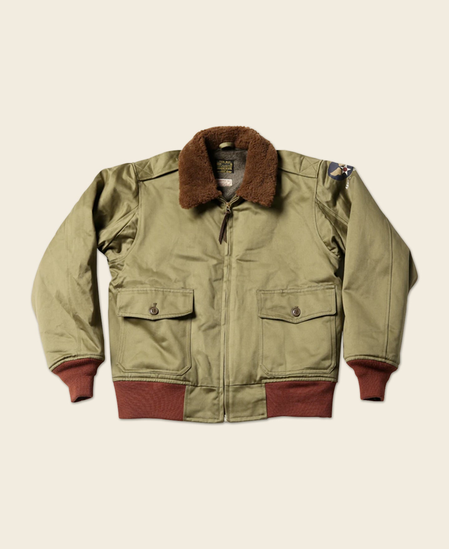 A2 Brown Bomber Jacket 9 Patch 3T by Aircraft Spruce