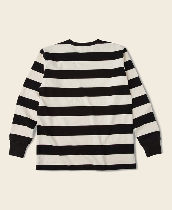 Motorcycle Wide Black and White Striped Long Sleeve T-Shirt | Bronson