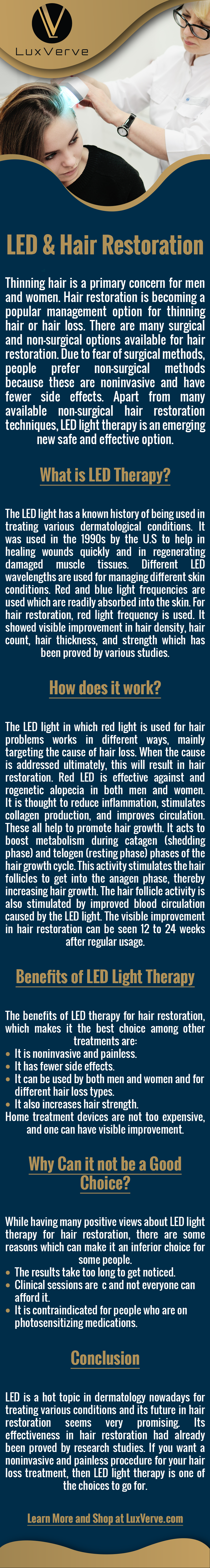 Laser hair treatment with the “Lux Laser Hair Growth Therapy” is a painless and effective way to create a fuller head of hair through laser therapy to revitalize and nourish hair follicles. Clinical strength hair regrowth technology combats thinning hair for men and women.