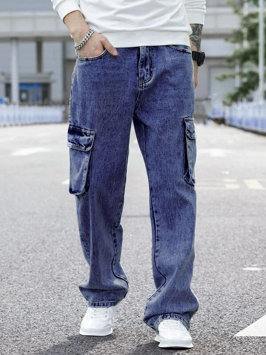 YY-Rui Men's Boy Baggy Loose Fit Hip Hop Black Denim Long Casual Pants Jeans  - Black - : Amazon.co.uk: Fashion