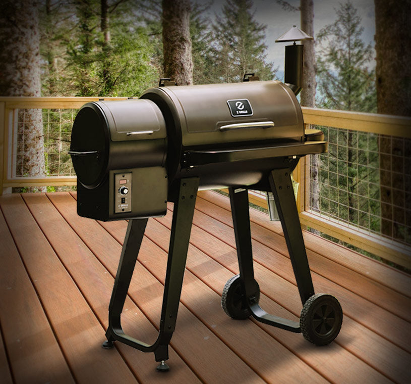Z Grills Wood Pellet Grill Smoker with Wireless Meat Probe Thermometer - Brown
