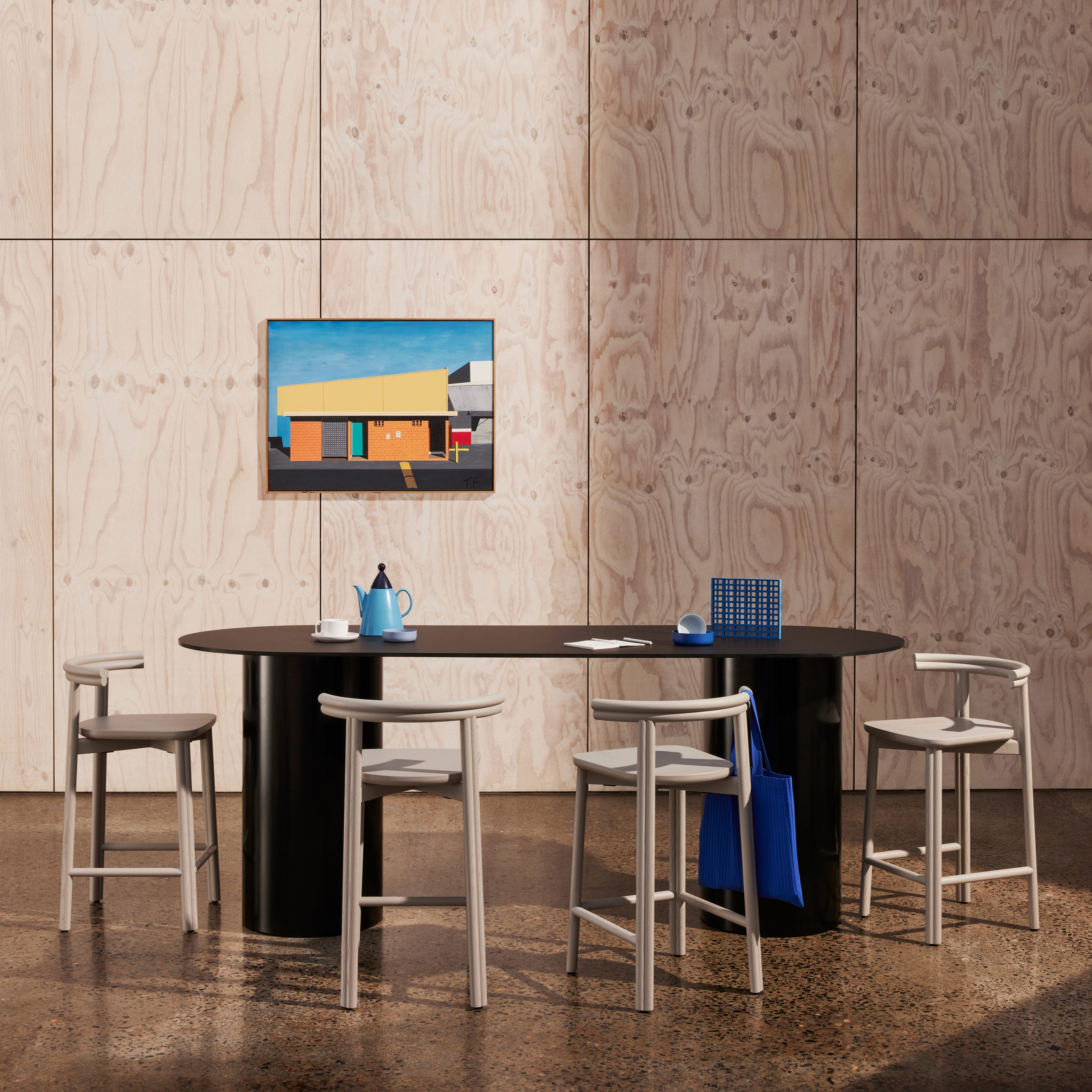 Silk Grey Twill Bar Chair| Timber Bar Chair | Gibson Karlo | DesignByThem