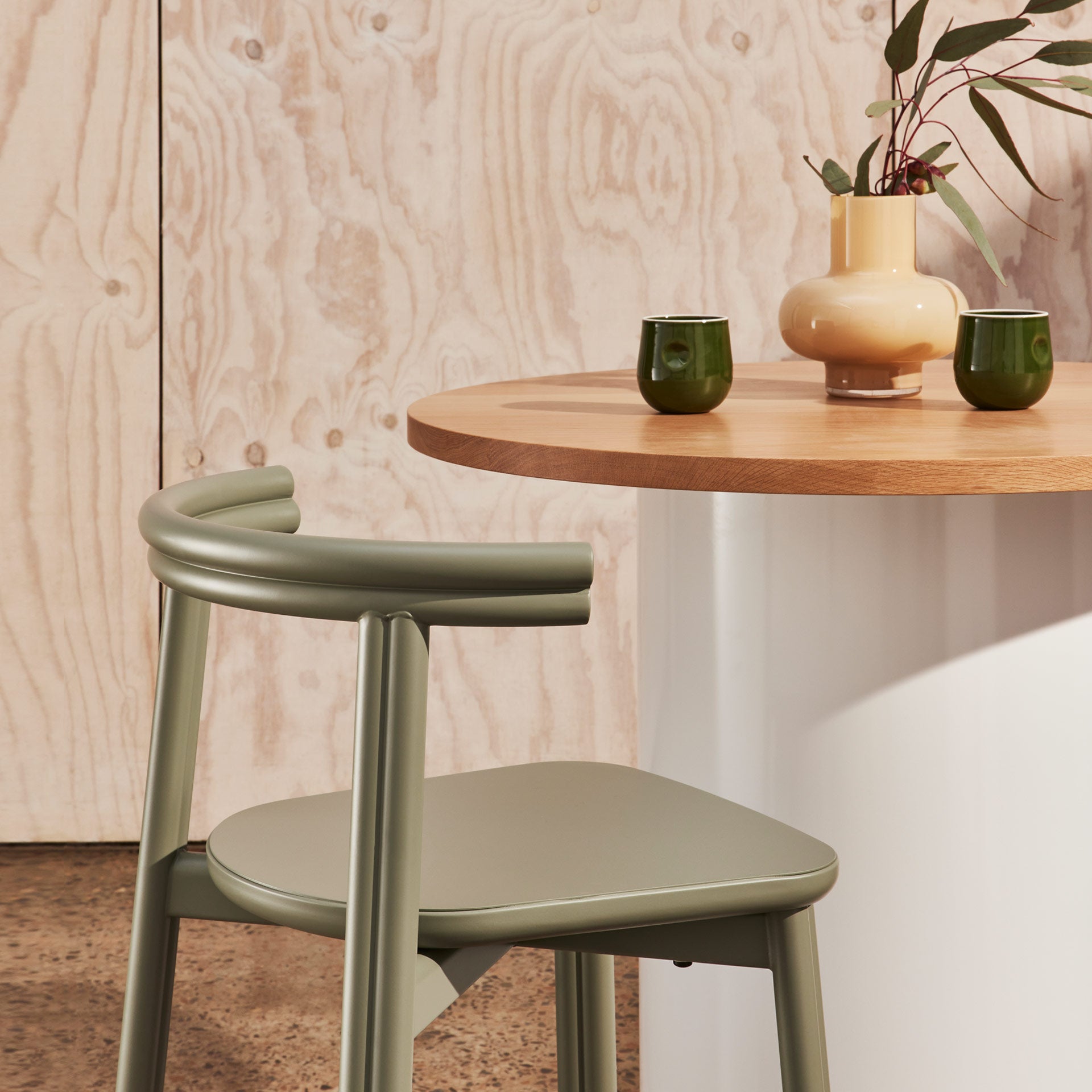 Pale EucalyptTwill Metal Chair | Metal Bar and Dining Chair | Gibson Karlo | DesignByThem
