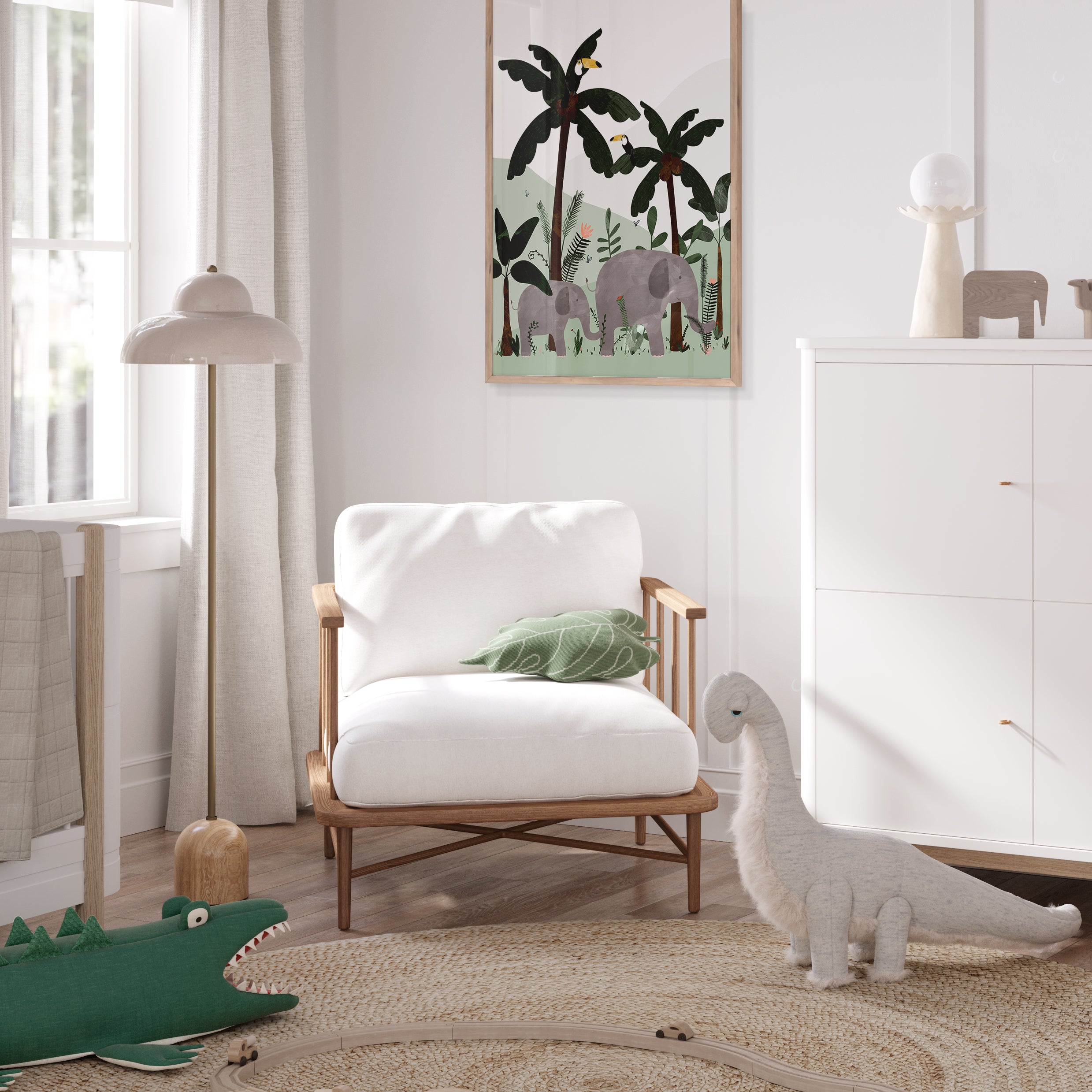 cute-nursery-interior-with-jungle-theme-nursery-wall-art-prints-white-nursery-furniture-modern-nursery