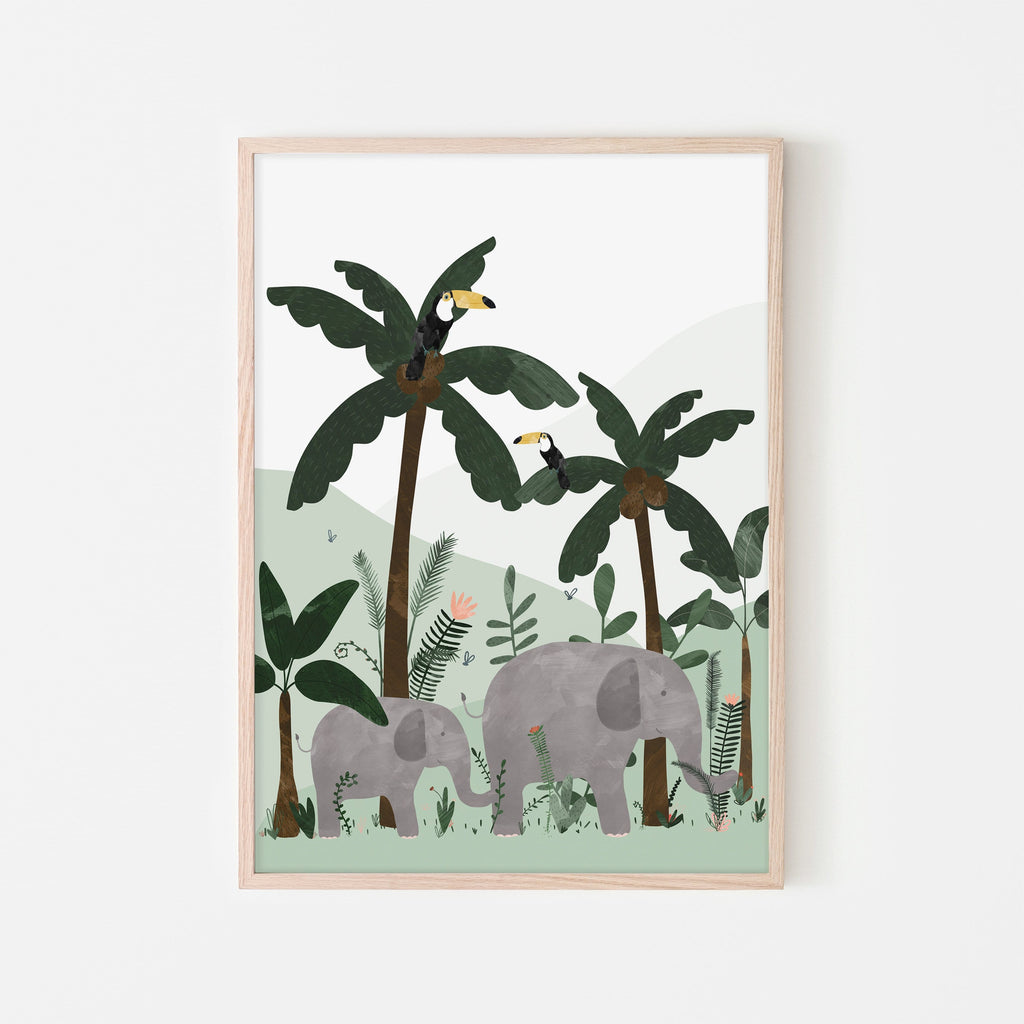 Elephants in the Jungle Print | Framed Print – Pretty in Print Art Ltd