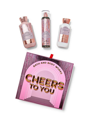 Bath & Body Works Box Gift Set 3Pcs Champagne Toast Mist Body Lotion Shower Gel - zed store