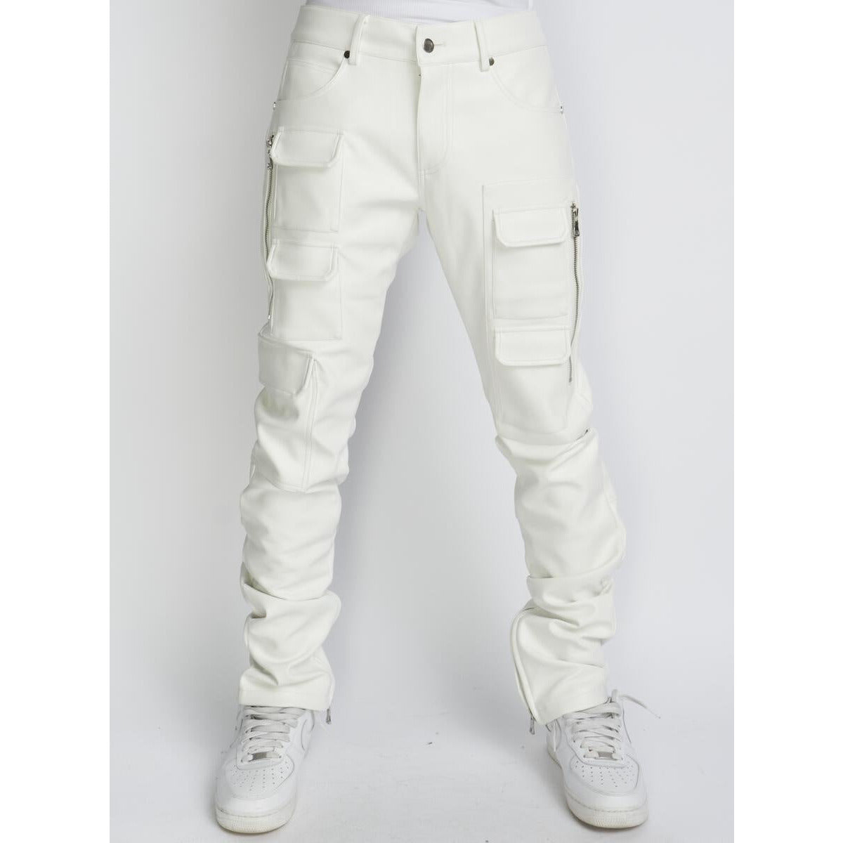 Politics Jeans White Cargo Stacked Flare (Mott506)