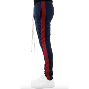 navy trousers with red stripe