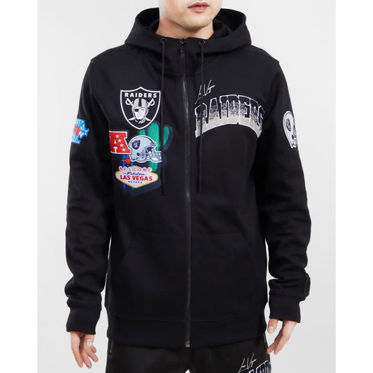 Product Detail  PRO STANDARD LAS VEGAS RAIDERS HYBRID WOVEN FULL ZIP HOOD  - Black - XL