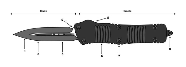 OTF (out the front) knife parts diagram