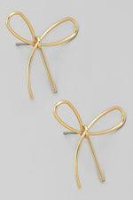 Bow Tie Stud Earrings - Gold