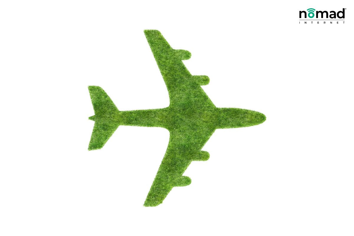 Green airplane for sustainable travel. 