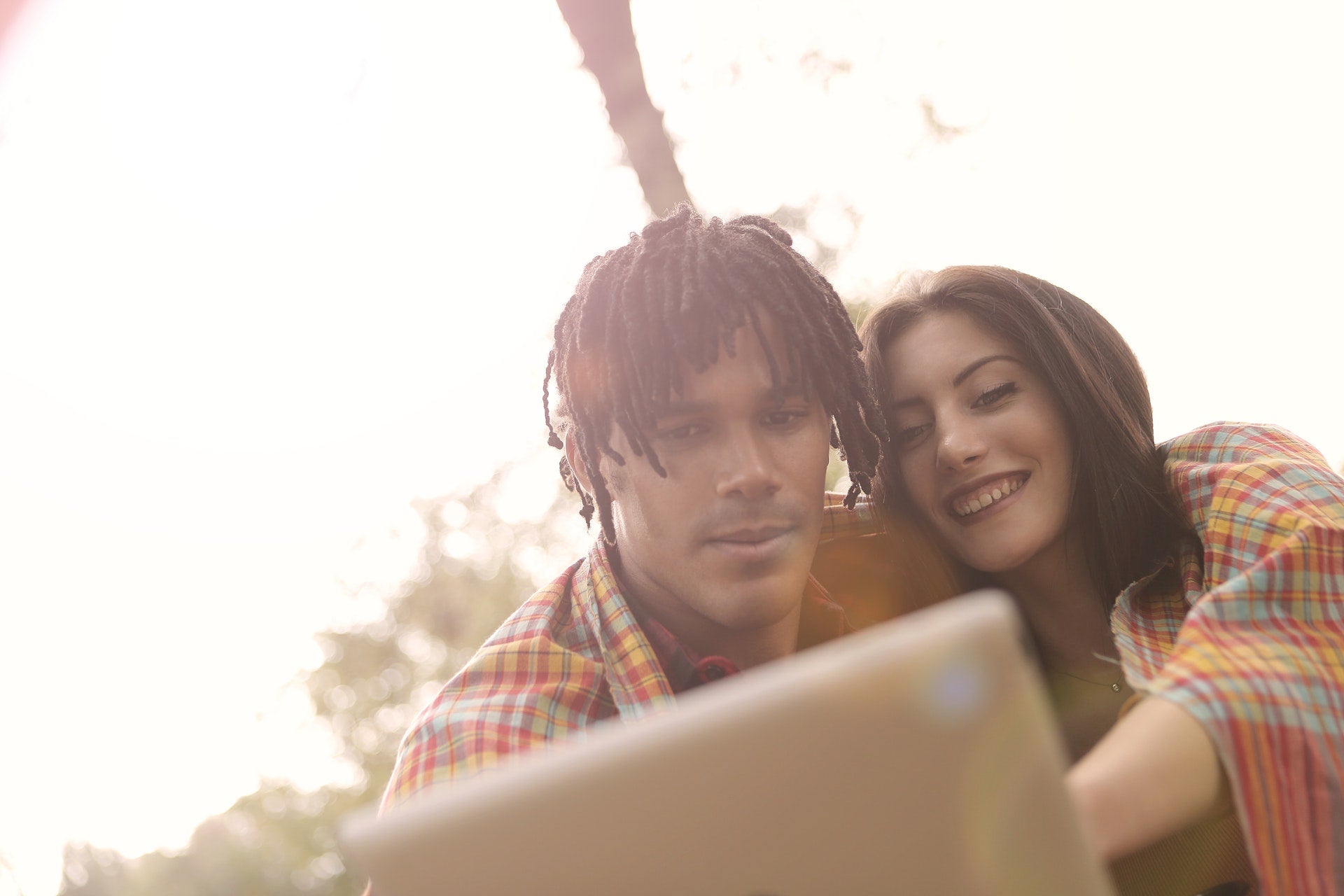 young people going online in wilderness