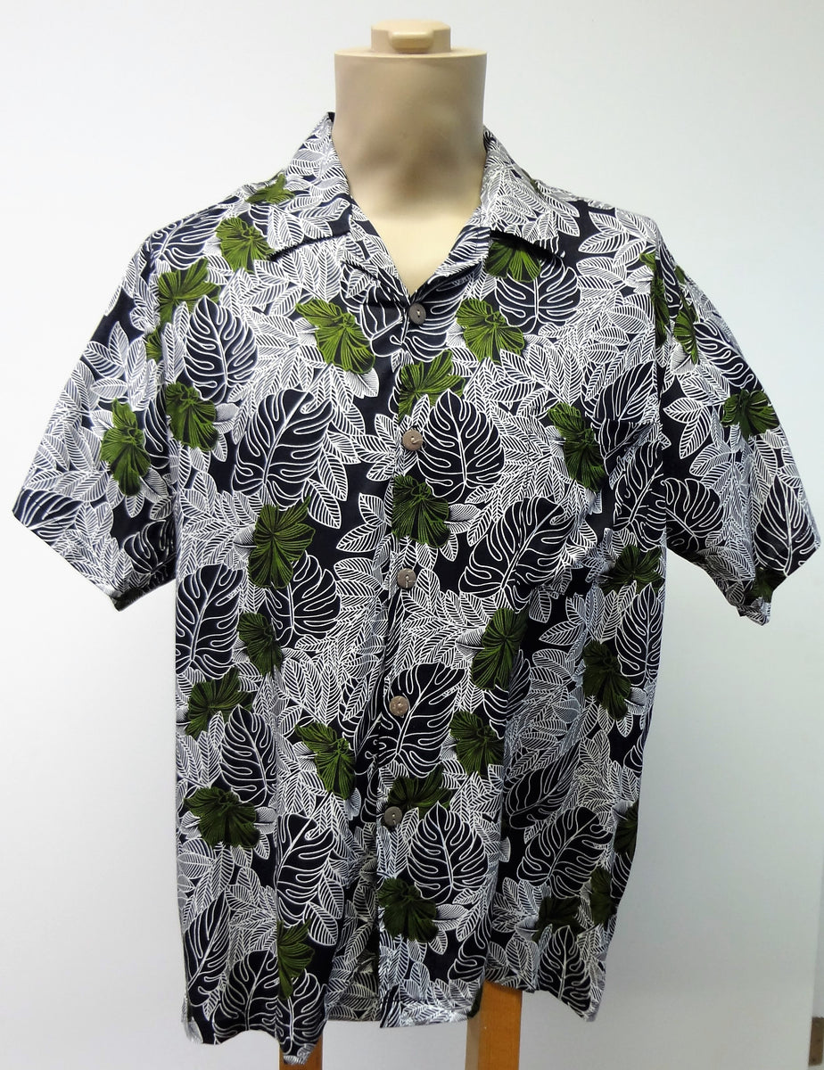 Men's Aloha Shirt - Monstera - Black – Makai Beach Wear
