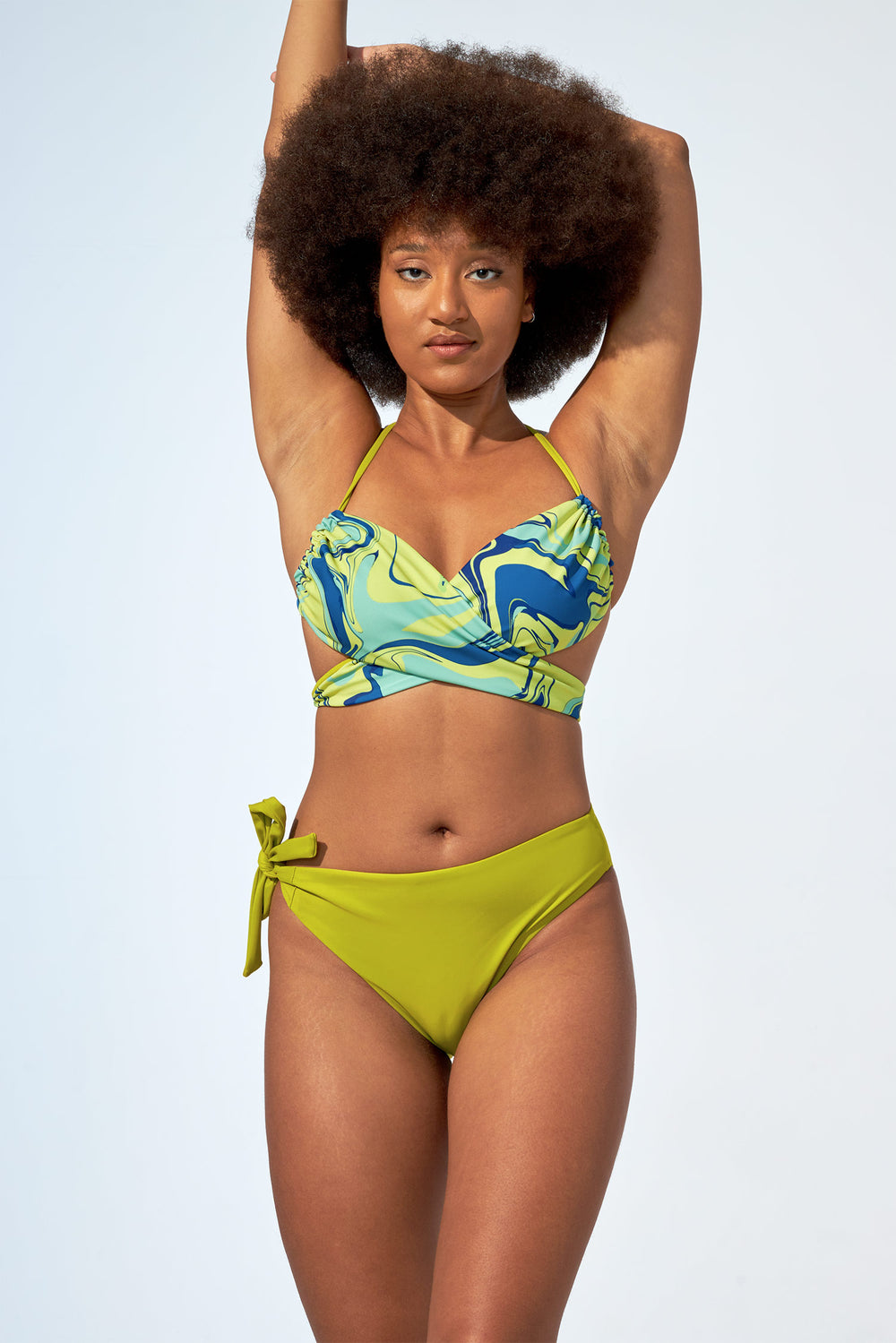 LEAH – Bikini bottom in Green marble swirls print – Selfish swimwear