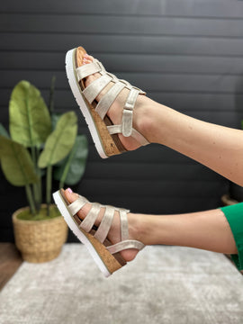 Fantasy Gold Metallic Corkys Sandal Wedges