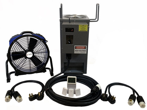 Photo of All Steel PestPro Thermal Universal Bed Bug Heater Package including fan, cords and temperature monitor