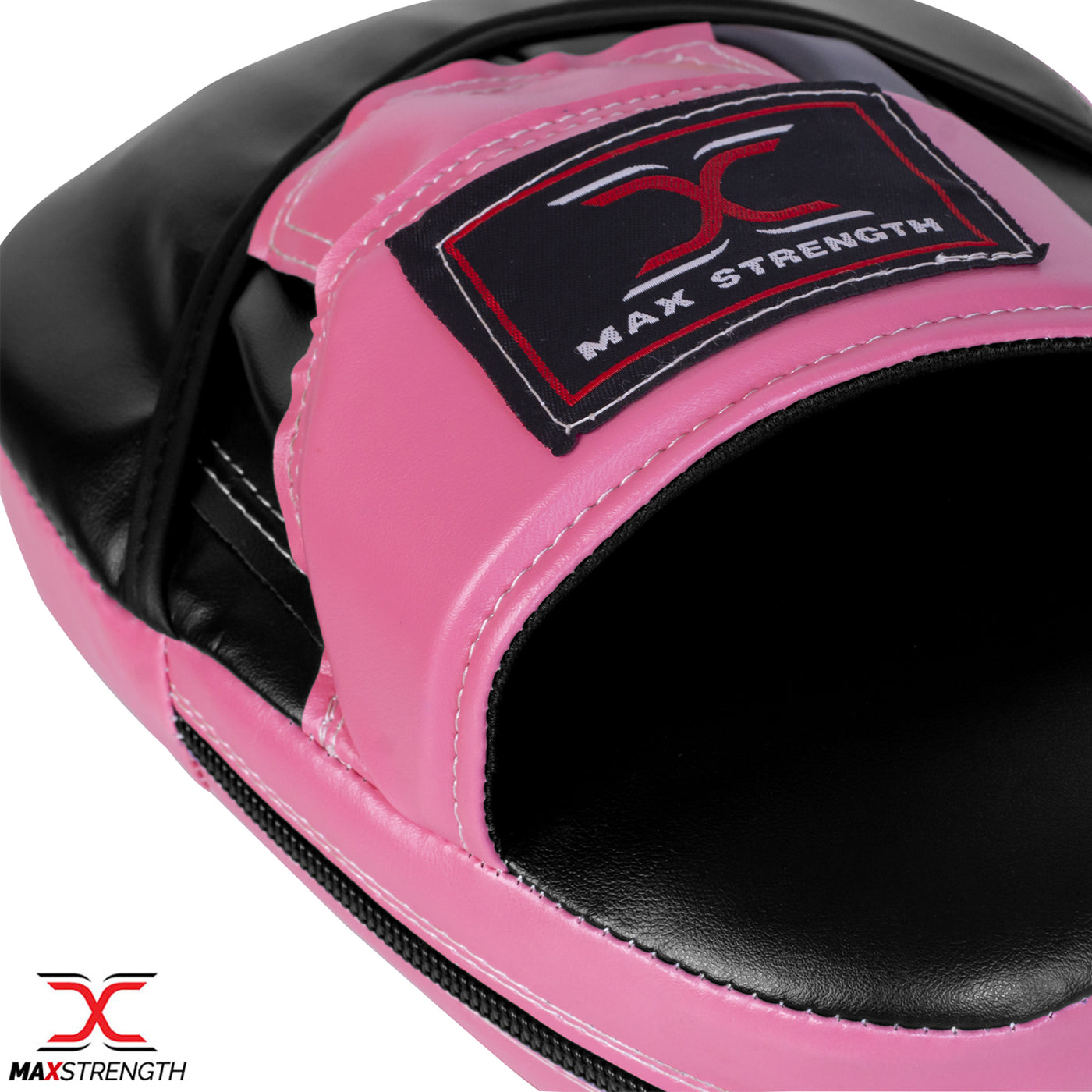 MaxStrength Boxing Gloves & Focus Pad Set (Pink/Black)