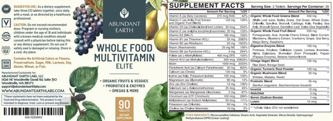 Abundant Earth Organic Whole Food Multivitamins