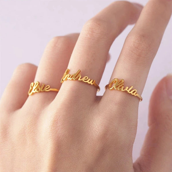 Women Personalized Custom Name Ring Gold Silver Color Stainless Steel  Customized Nameplate Rings for Female Wedding Ring Jewelry - AliExpress
