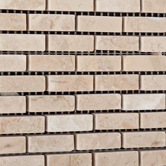 Bursa Beige / Sandy Beige Marble Mini - Brick Polished Mosaic Tile - Lot of 50 Sheets