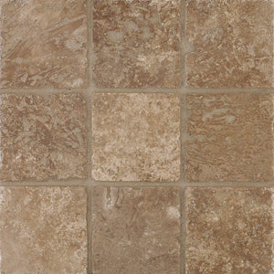 Arizona Tile 4 by 4-Inch Tumbled Travertine Tile, Mexican Noce, 10-Total Square Feet