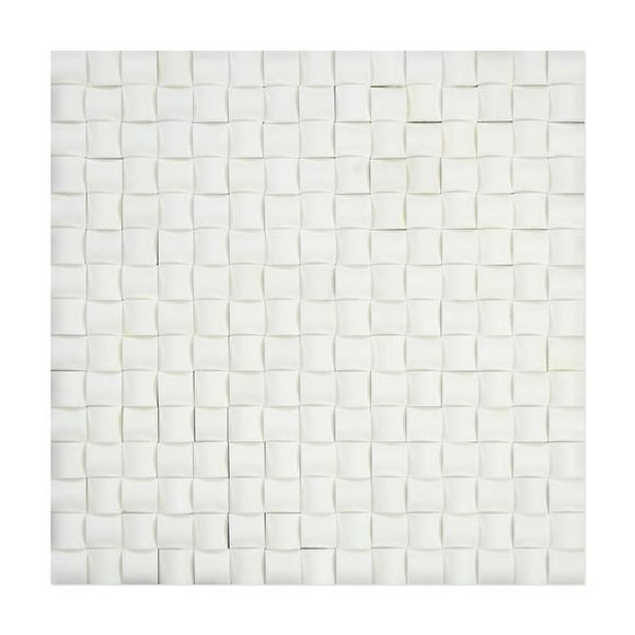 Tilefornia Thassos White 3D Small Bread Marble Mosaic