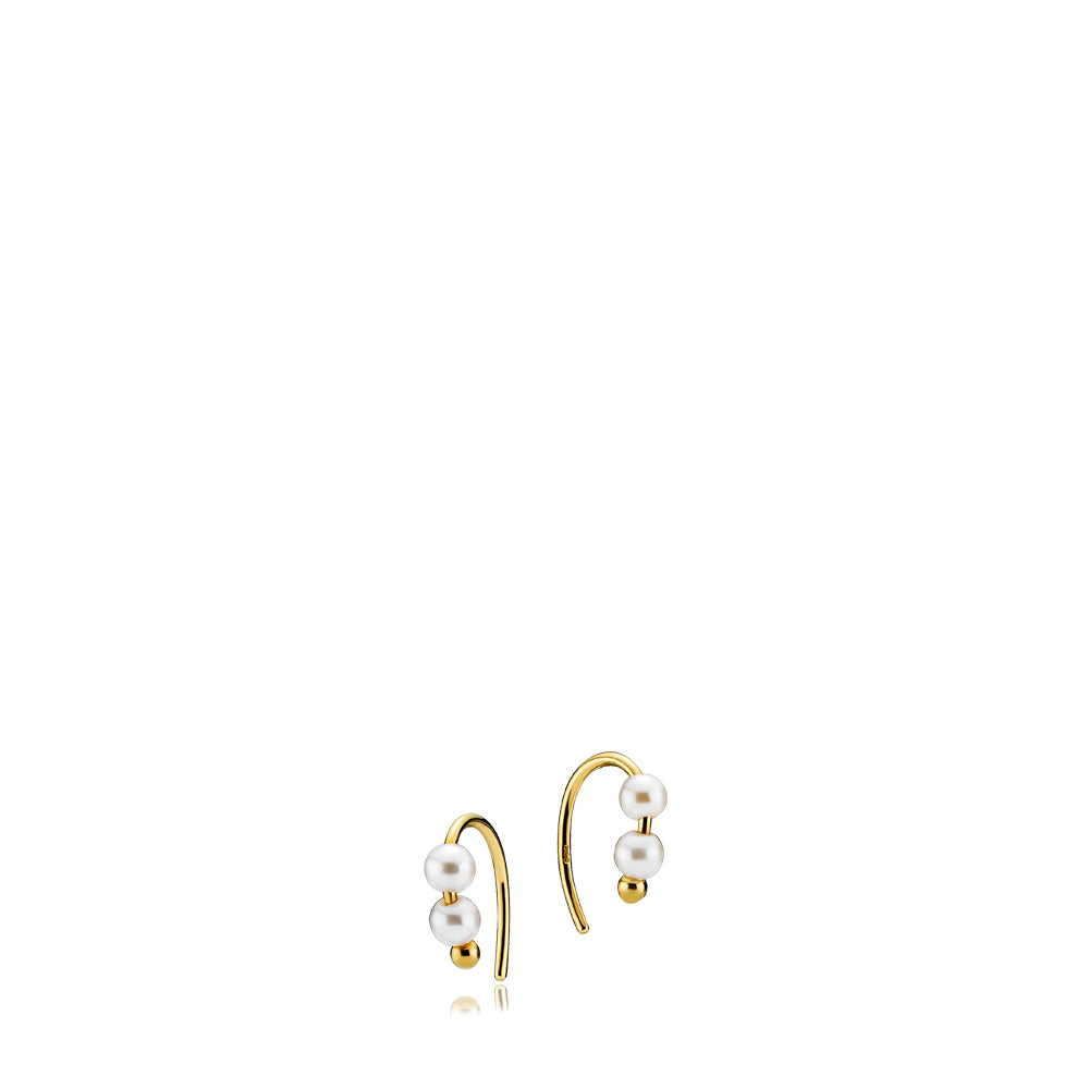 Billede af DASHING - Earring goldpl. recycled silver w freshwater pearl - 1 par