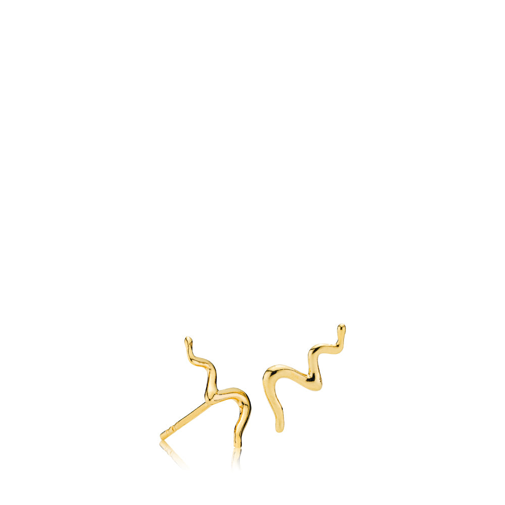 Billede af YOUNG ONE SNAKE - Earstud shiny gold pl. recycled silver - 1 par