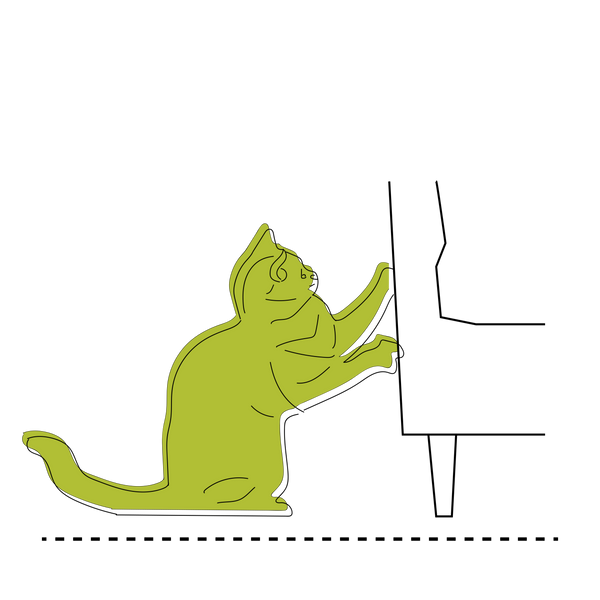 Illustration of a cat clawing on furniture