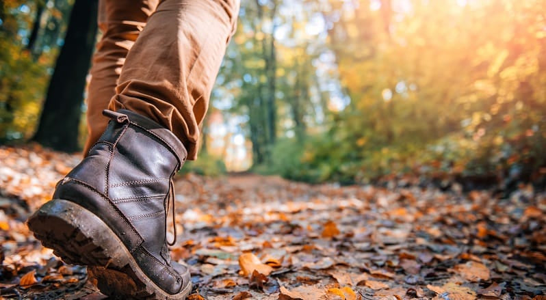 Close up of walking boots