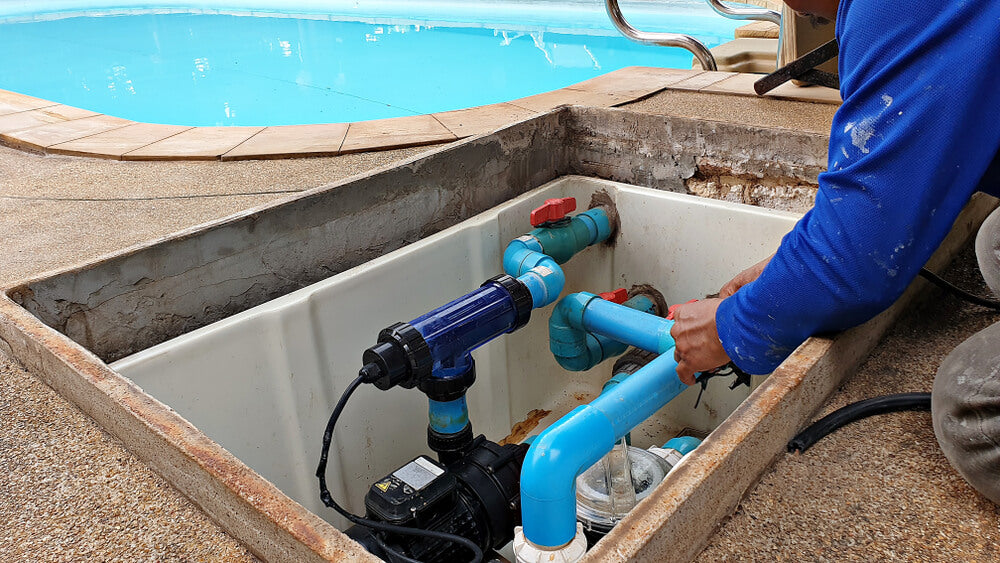 Pool plumbing system and pool flow meter keeping a pool well maintained.