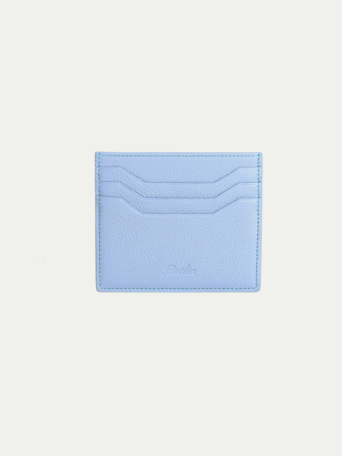 Light Blue Grained Leather Cardholder