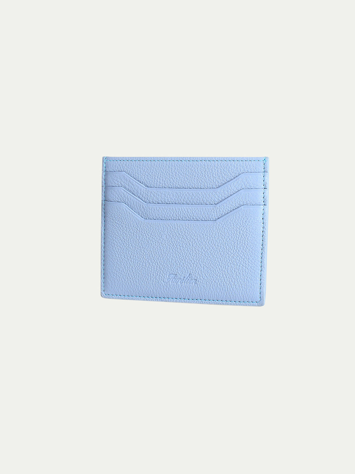 Light Blue Grained Leather Cardholder