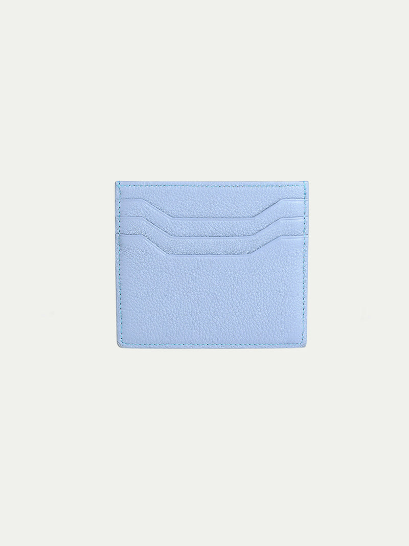 Light Blue Grained Leather Cardholder