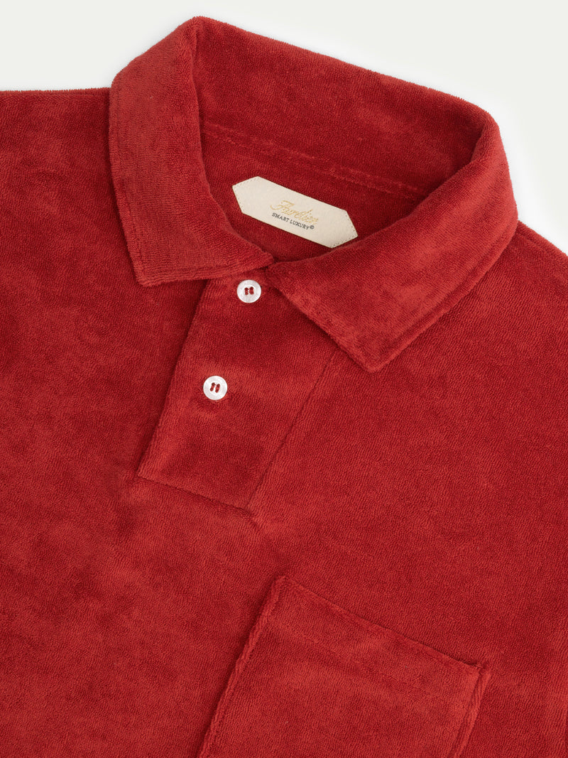 Aurélien | Red Terry Towelling Polo Shirt