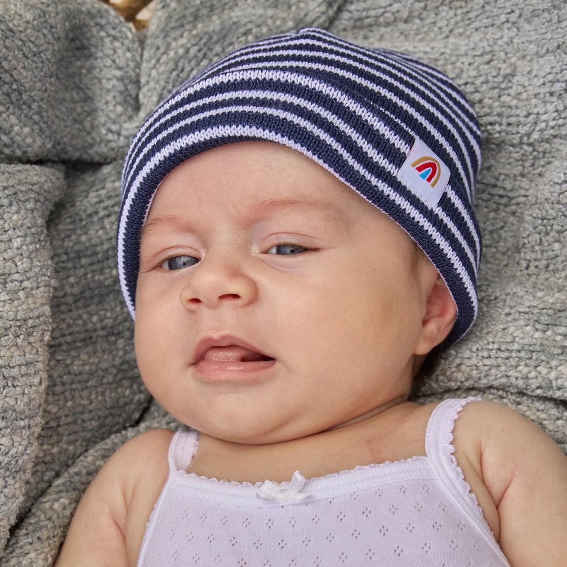 Infant Winter Beanie | navy stripe