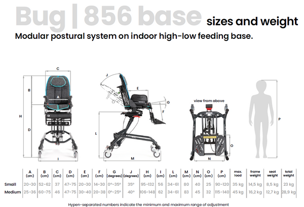 Ormesa Bug indoor high-low base 856 sizes and weight