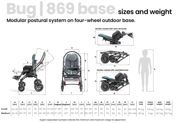 Ormesa Bug outdoor base 869 sizes and weight